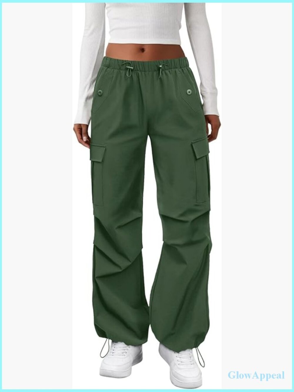 Women's Cargo Hiking Pants Elastic Waisted Water-Resistant Baggy Pants with